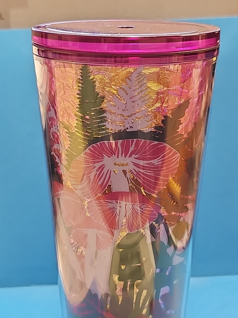 Starbucks Iridescent Purple Travel Tumbler with Pink Rim